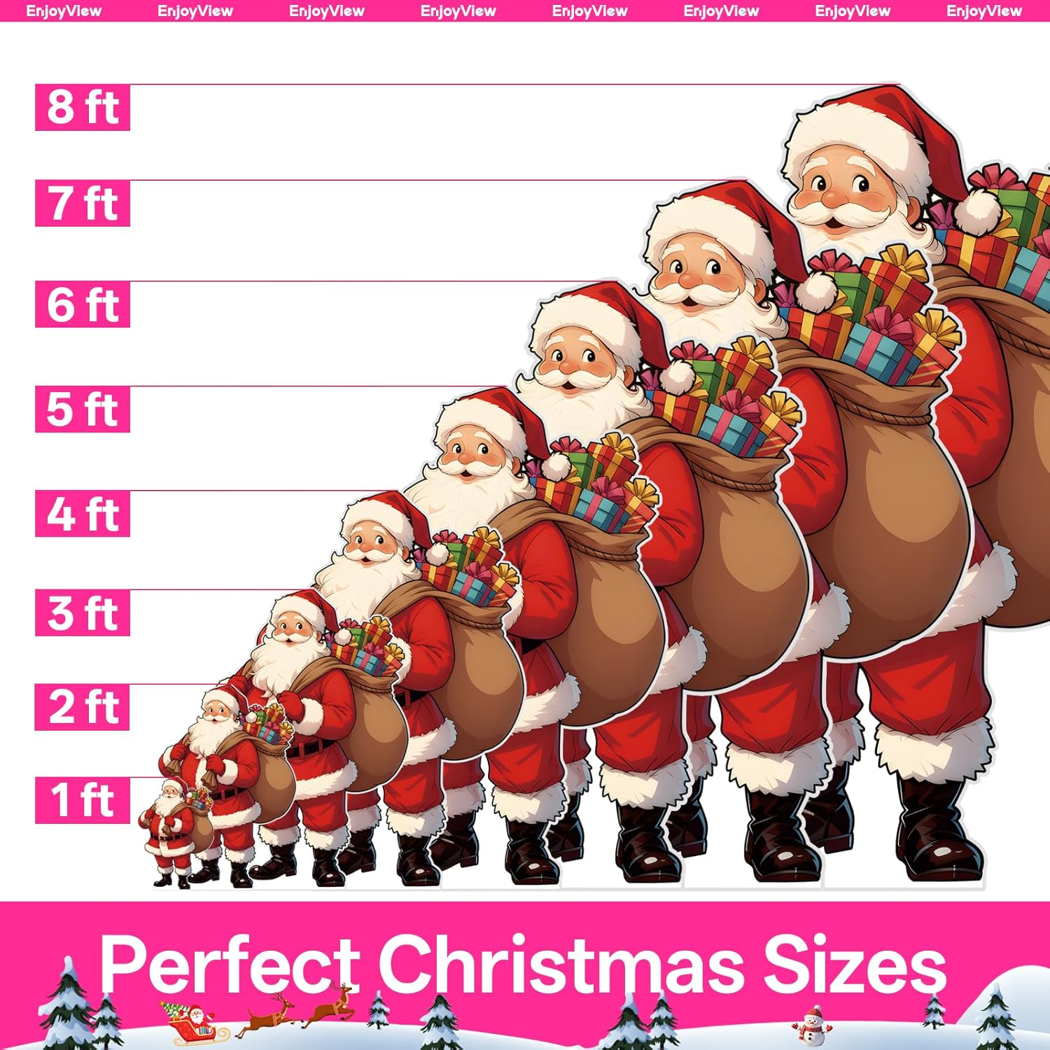 Christmas Life Size Cardboard Cutout Standup Santa Claus 4FT Xmas Standee Party Photo Prop, Indoor & Outdoor Holiday Decor, Coroplast, 1 Piece