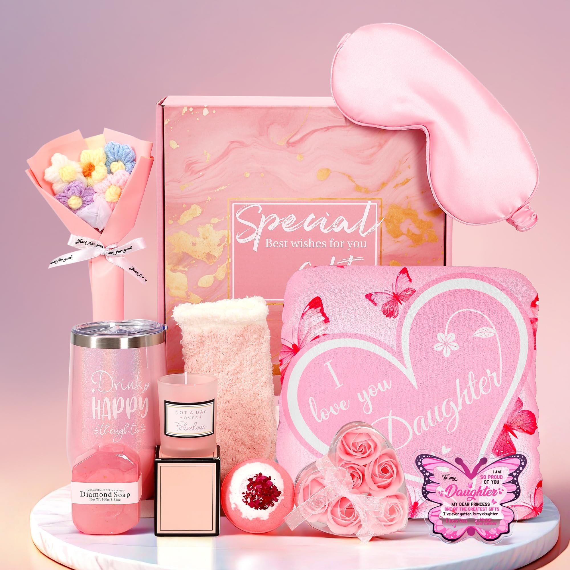 TURMTF Daughter Birthday Basket Gifts 11Pcs Set, Premium Natural Skincare Set - Moisturizing & Nourishing Body Care Kit, Mother's Day Ideal Gifts for