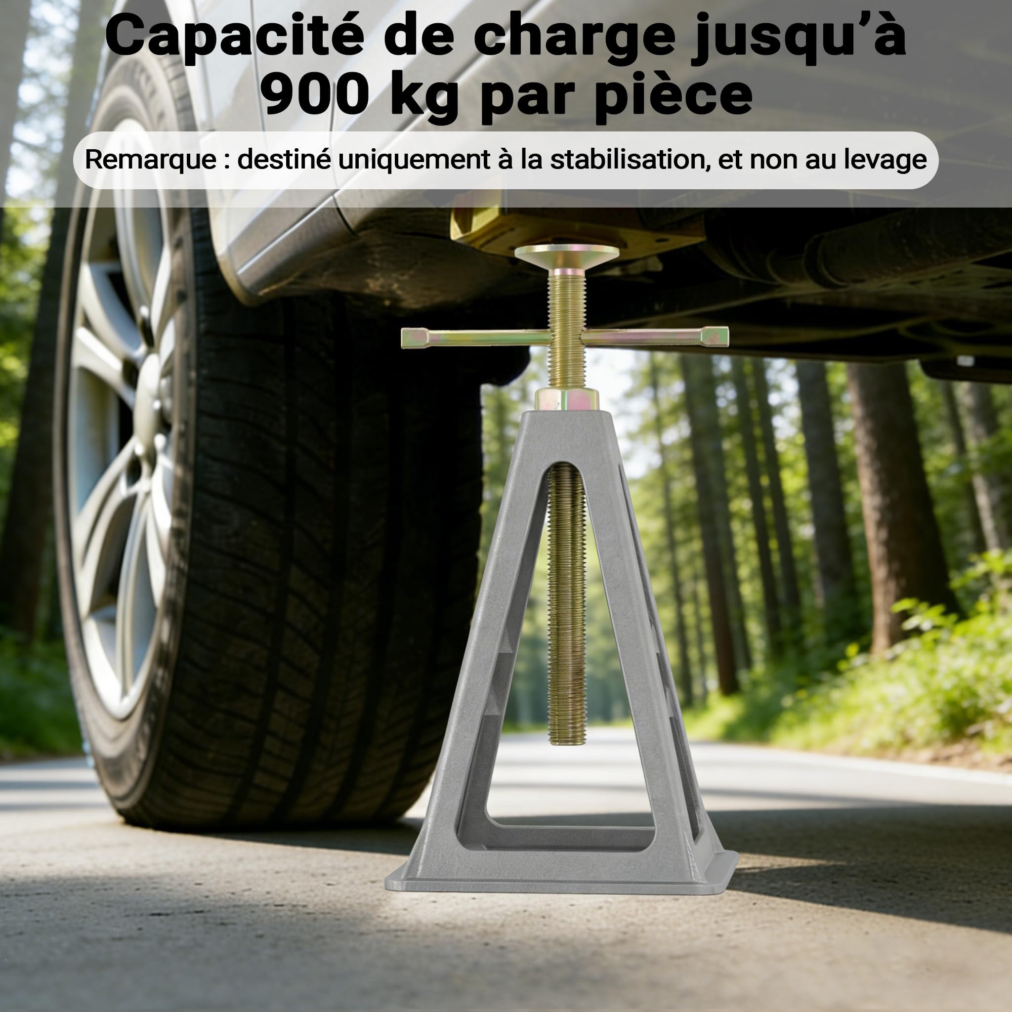Wiltec Lot de 4 Chandelles de stabilisation – en Aluminium et Acier – Charge 900 kg/pièce – Hauteur réglable 28-43 cm – pour Camping car, Caravane et Remorque – Calage