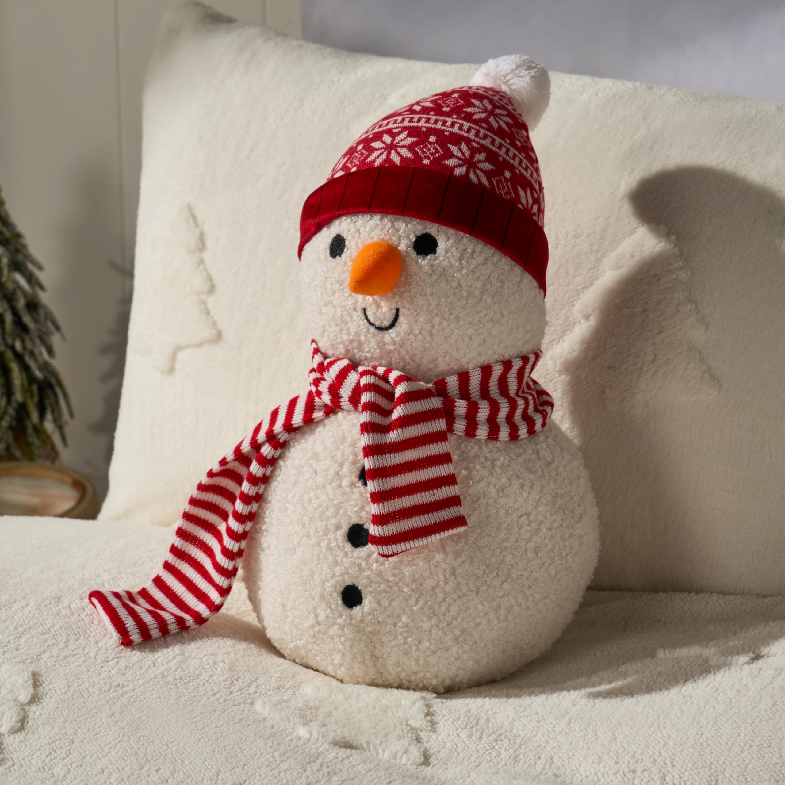 OHS Snowman Shaped Cushion White 20 x 35 cm