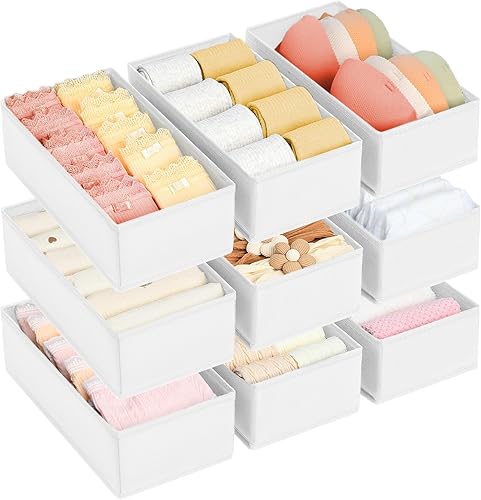 Miniatura 25 de DIMJ Organizador de cajones, organizador de ropa pequeño, juego de 3, separadores de cajones para ropa de bebé, ropa interior, calcetines, brasier,