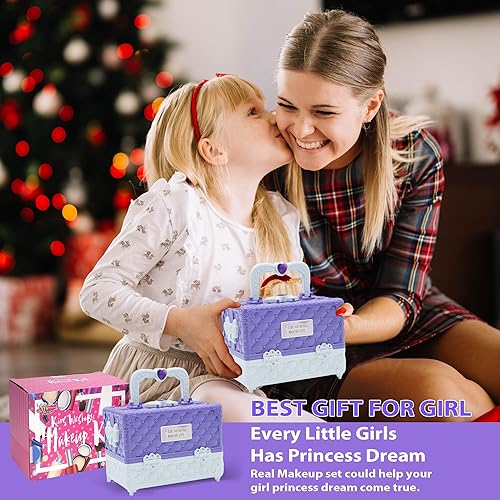 Miniatura 7 de Juegos de maquillaje para niñas  52 piezas de maquillaje seguro y lavable para niños, kit de maquillaje real para niños pequeños con estuche de