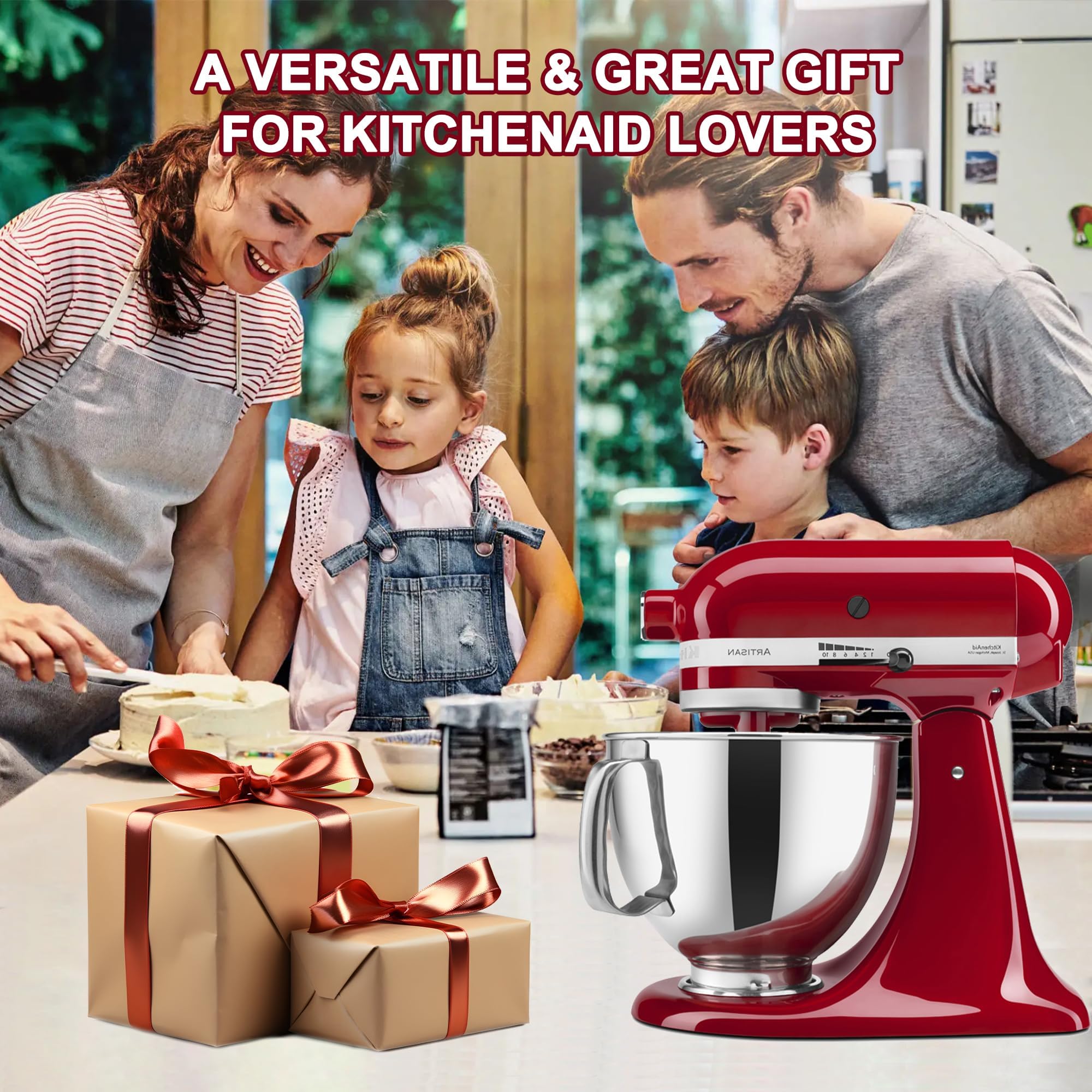 Cuenco mezclador de acero inoxidable de 7 cuartos para batidoras KitchenAid, cuenco de repuesto fuerte y duradero para KitchenAid con asa, apto para lavavajillas
