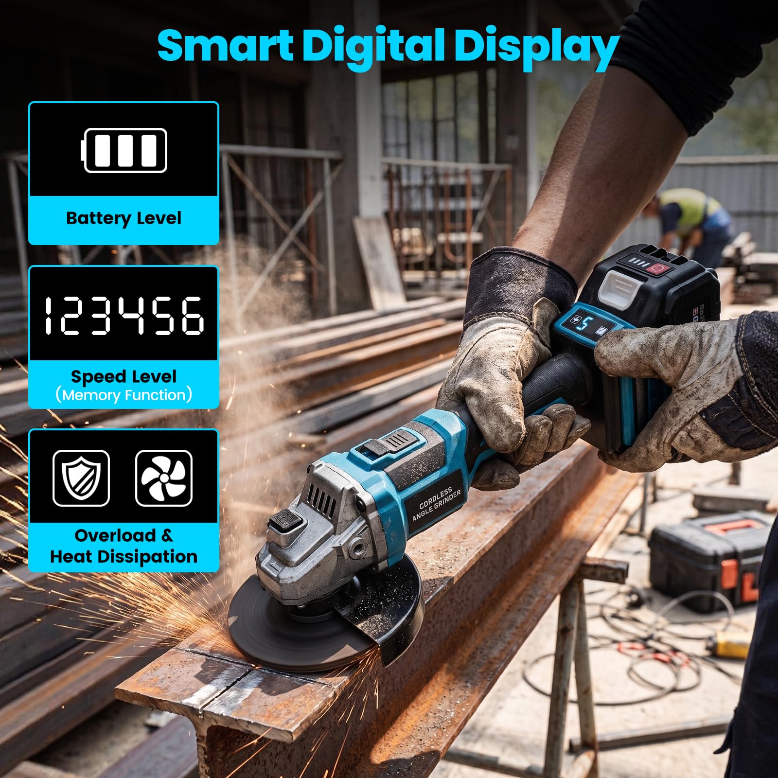 Meuleuse d'angle sans fil Brushless Compatible Makita 18V Batterie