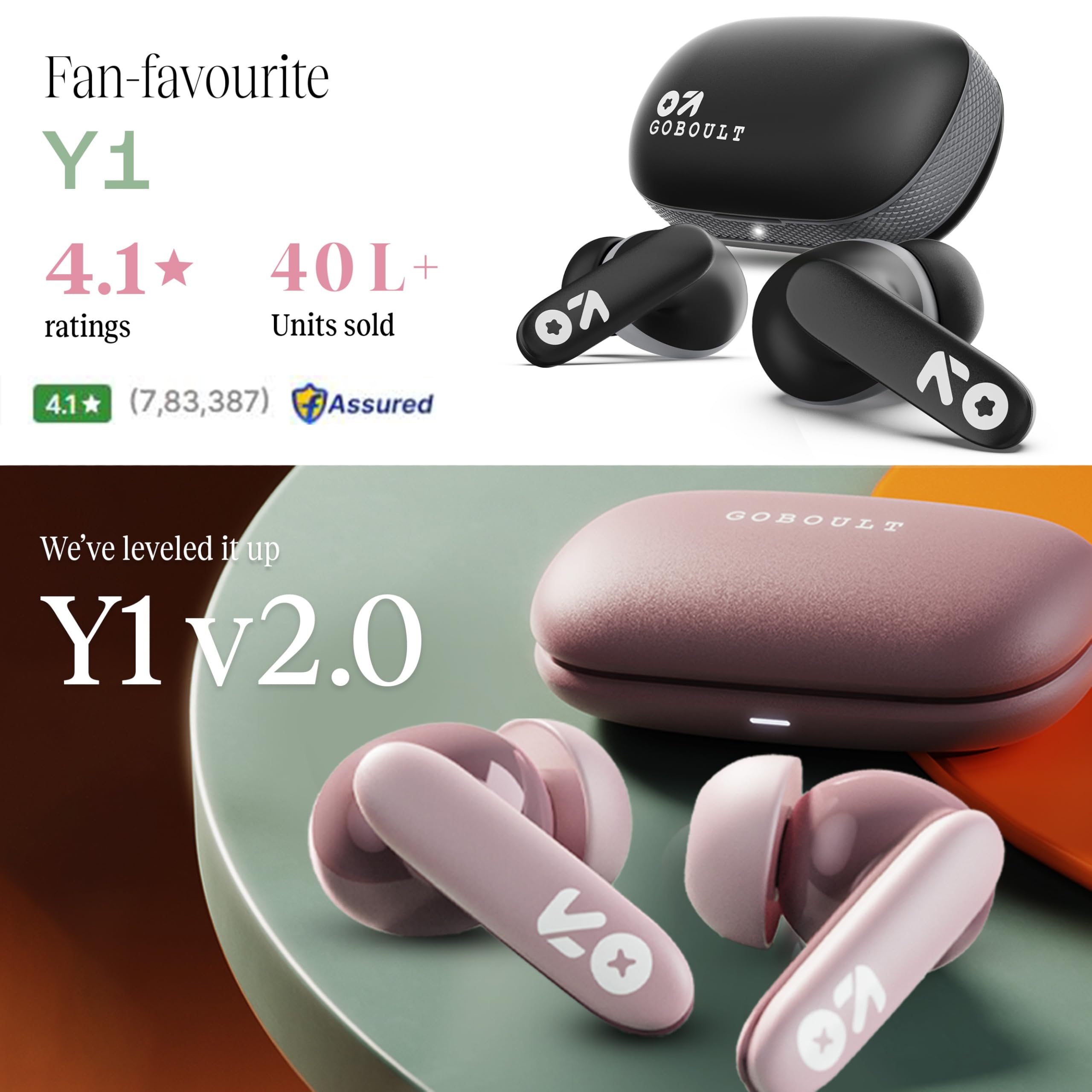 GOBOULT Y1 v2.0 Ear Buds Wireless with 60H Playtime, Zen Quad Mic ENC, 45ms Low Latency, Touch Contorl, Dual Device Pairing, Bluetooth 6.0, 13mm Driver Earbud TWS Wireless Earphone (Electric Pink) — Amazon image 3
