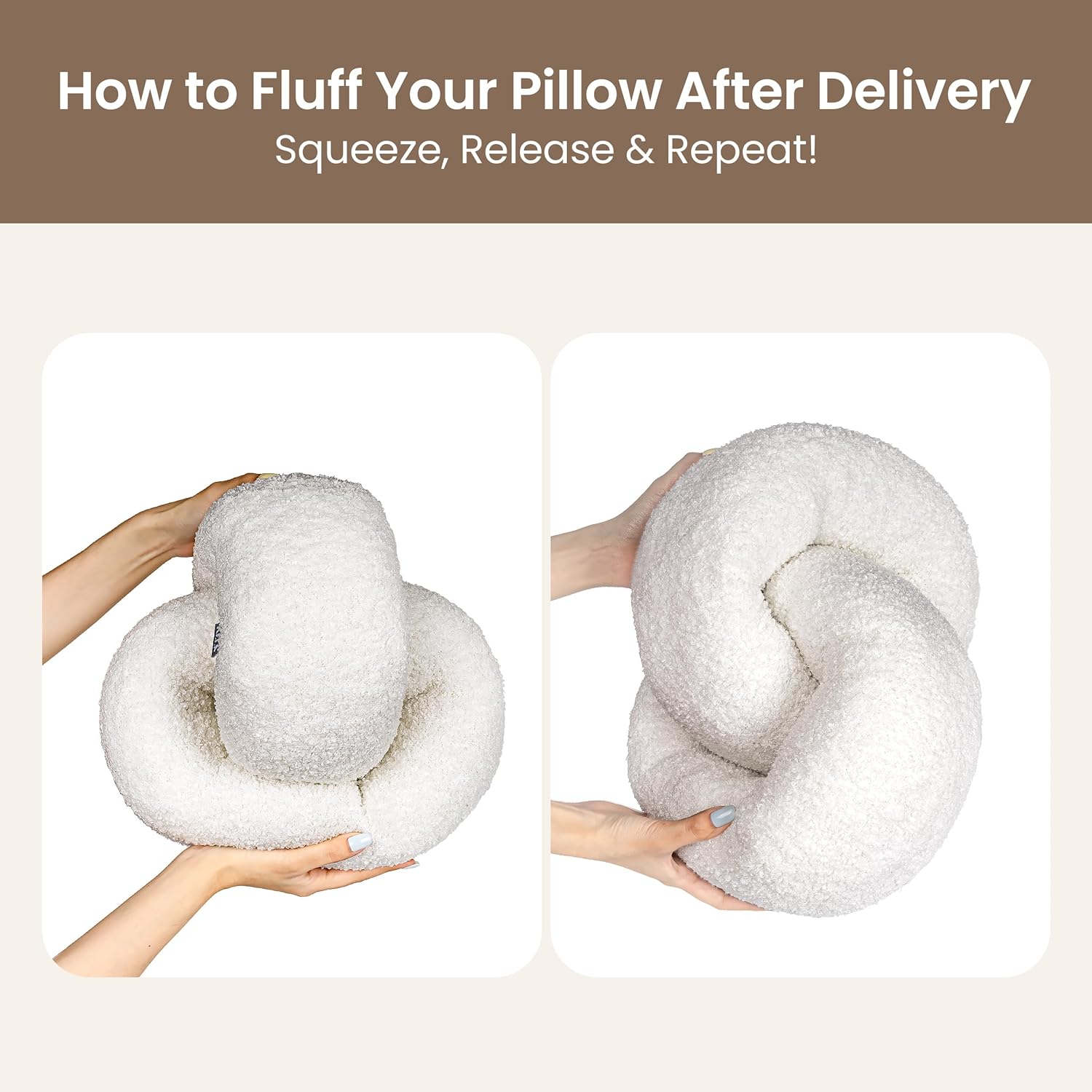 AELS 3D Chain Link Decorative Throw Pillow, 17.7" Accent Knot Pillow for Couch, Living Room and Bedroom, Mid Century Mordern Home Decor, Cream White - Image 5