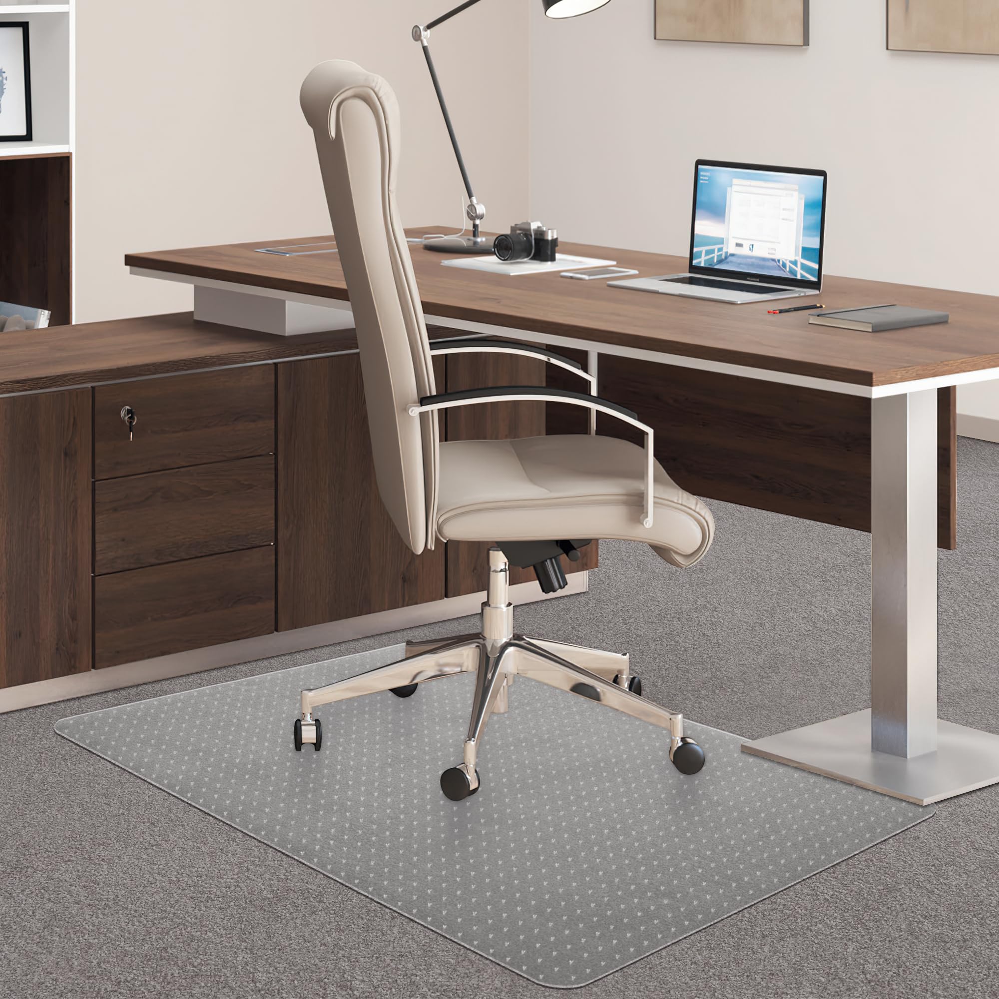 Tapis de chaise de bureau BesWin 90x120 cm en PVC antidérapant pour sol moquette