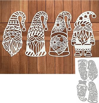 4Pcs Christmas Santa Metal Die Cuts,Cute Gnome Cutting Dies Cut Stencils for DIY Scrapbooking Photo Decorative Embossing Paper Dies for Scrapbooking Card Making