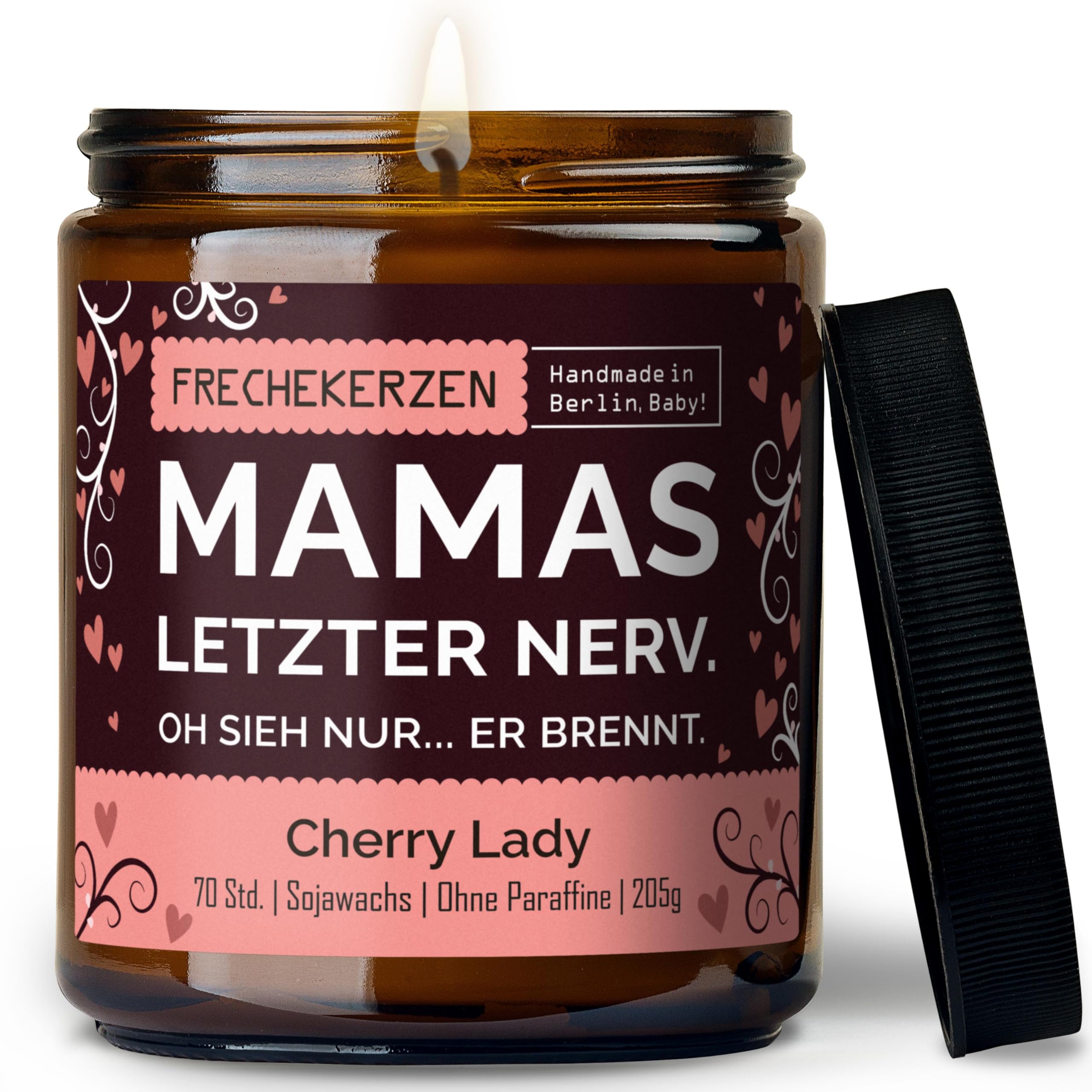 Lustige Duftkerze mit Spruch für Mama | Handgemacht aus Sojawachs | In Geschenkbox | Nachhaltiges Valentinsgeschenk | Geschenkidee Geburtstag Mutter, Beste Mama zum Muttertag |Kirsche