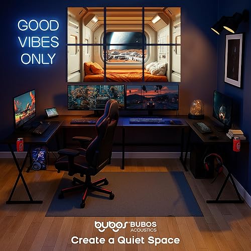 Miniatura 144 de BUBOS Paquete de 8 paneles acústicos artísticos insonorizados, paneles de pared de 47.2 x 31.4 pulgadas, paneles de pared acústicos decorativos