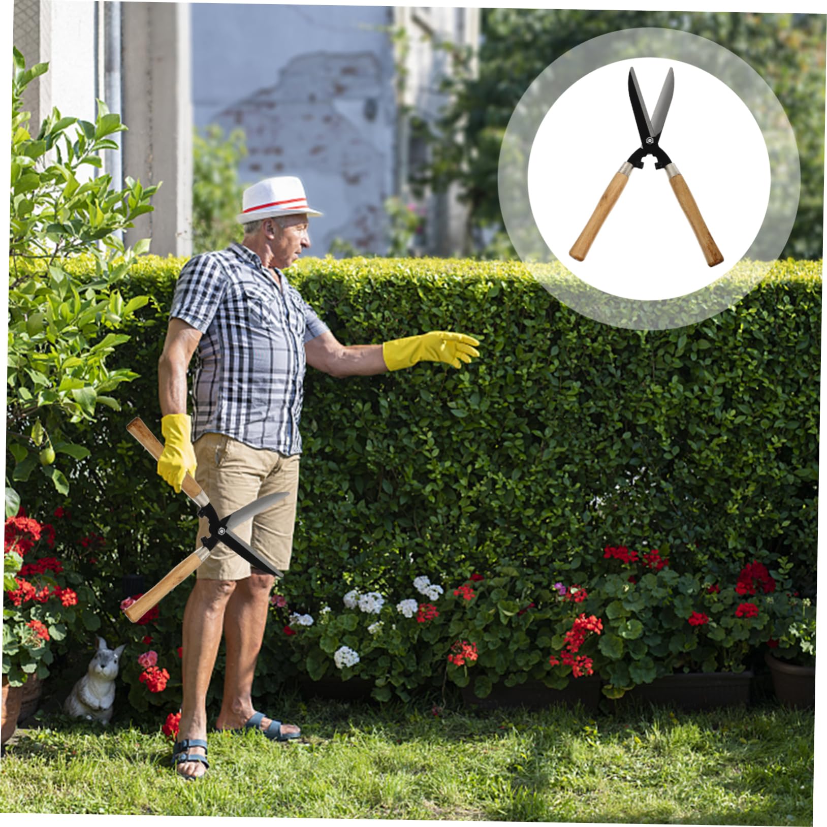 Abaodam Sécateur de Jardin en Acier à Haute Teneur en Carbone, Poignée en Bois, Coupe Facile, Design Ergonomique pour Tailler Haies et Branches