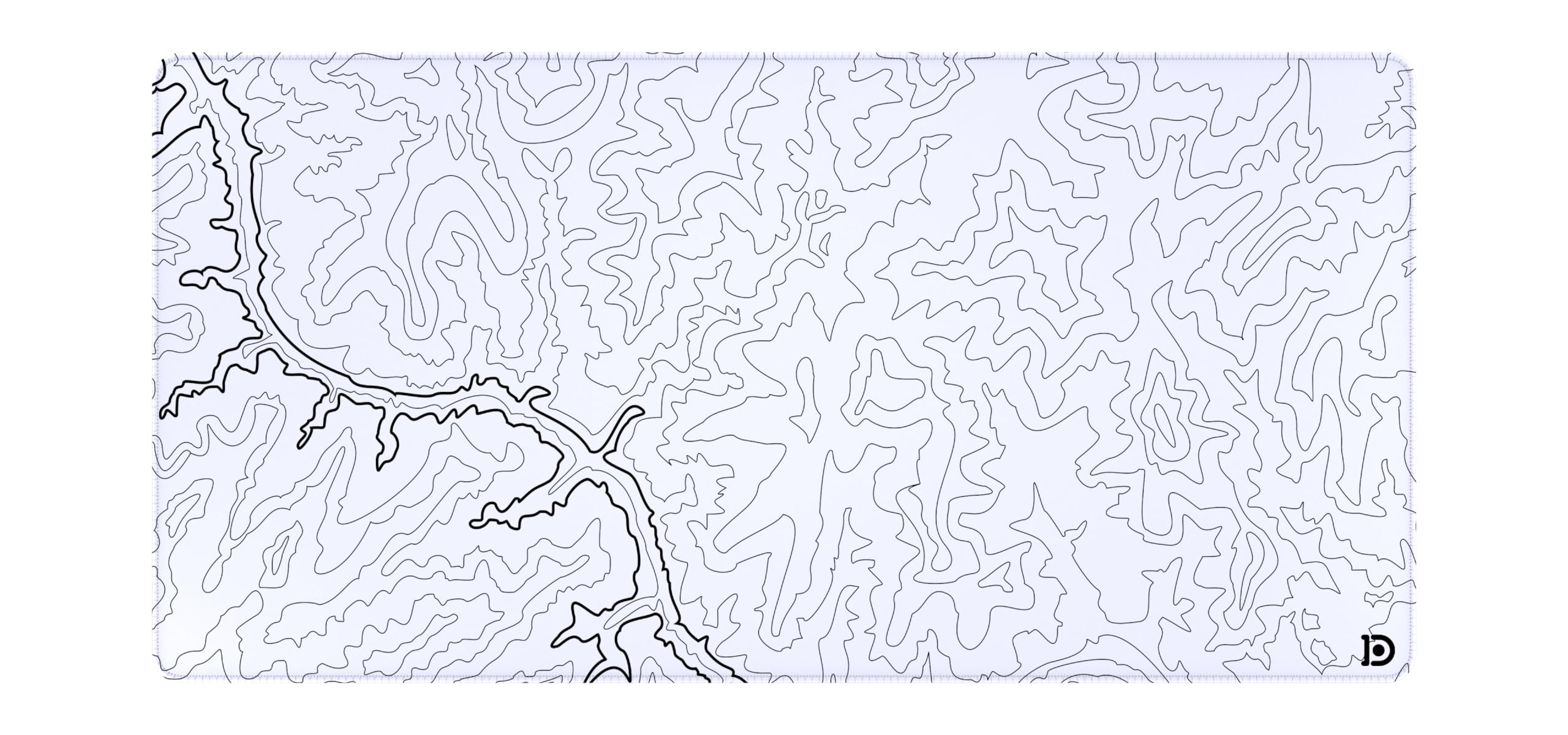 Deskr White Topograph Canyon Deskpad Full XXL Gaming Desk Mat Gamer Desk Pad with Stitched Edges 5mm Thick Non-Slip Water-Resistant Rubber Laptop