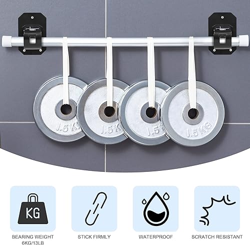 Miniatura 5 de 8 soportes de barra de cortina mejorados, sin taladrar, autoadhesivos, sin necesidad de taladrar, ganchos de barra de cortina ajustables sin clavos,