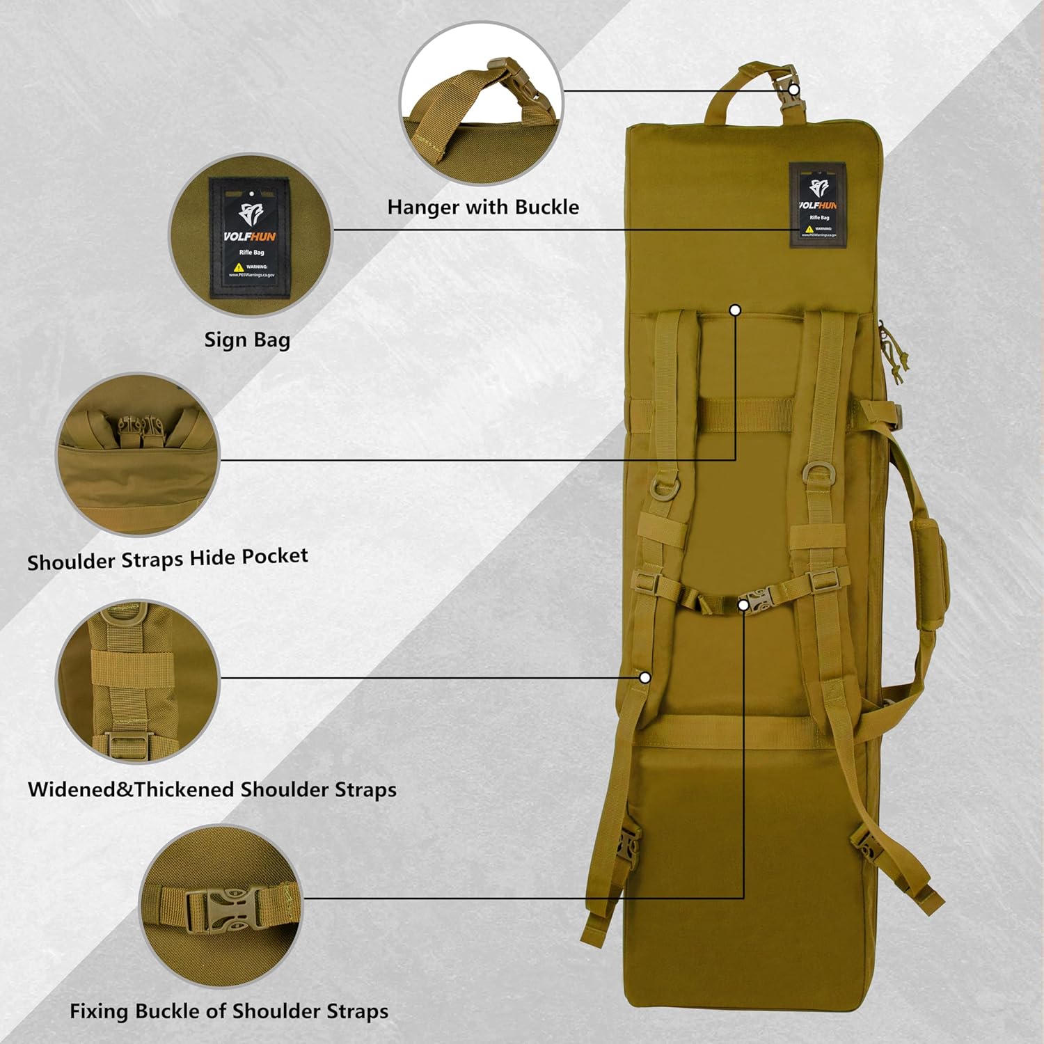 WOLFHUNT Double Rifle Case Soft Bag Backpack, 48" 42" 36" Lockable Padding Gun Bag, Tactical Shotgun Airsoft Bags, Shooting Range Tactical Rifle Backpack, Gun Storage Portable Rifles Carrying Bag