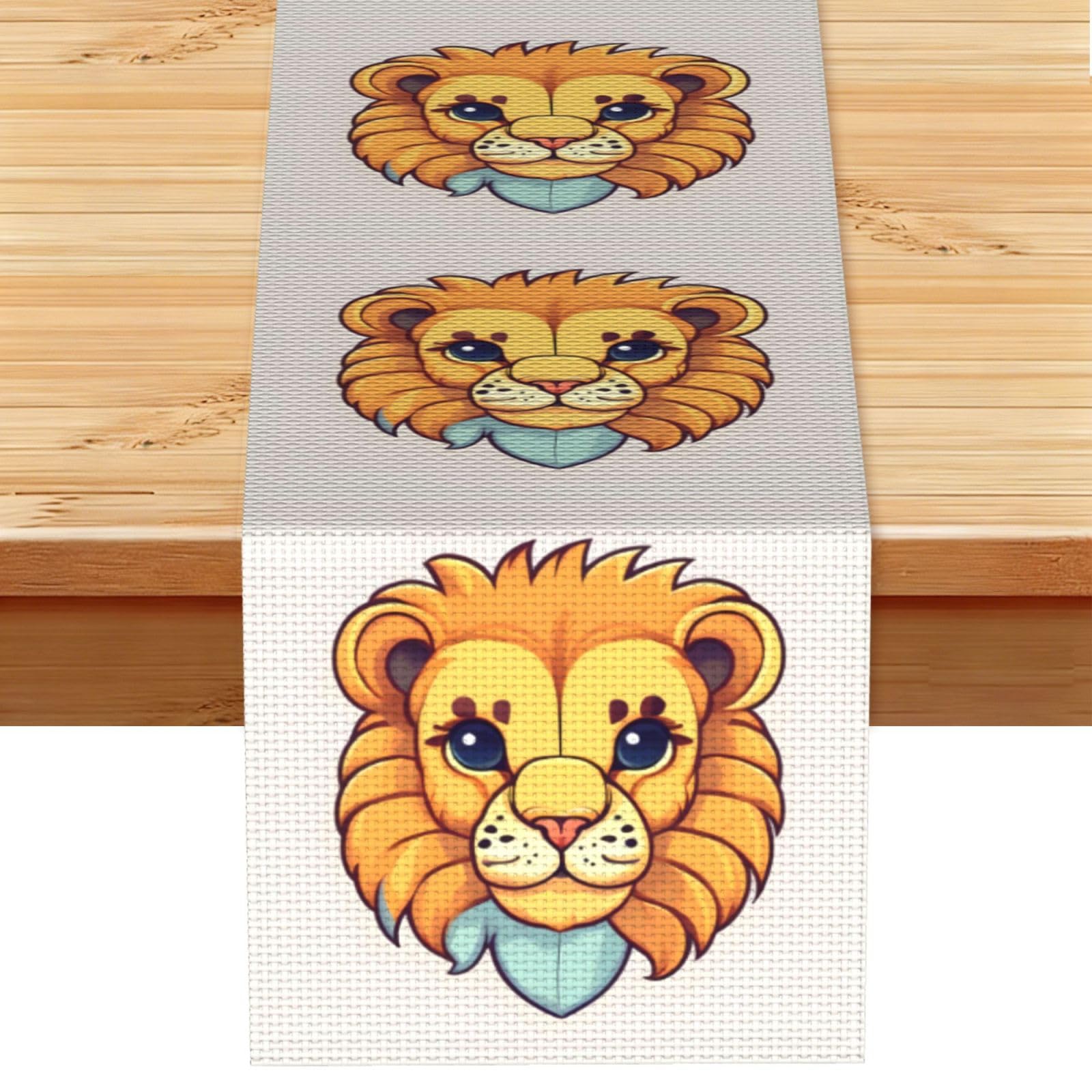 Cartoon cute little lion Table Runner 13x72 Inch Dining Decor