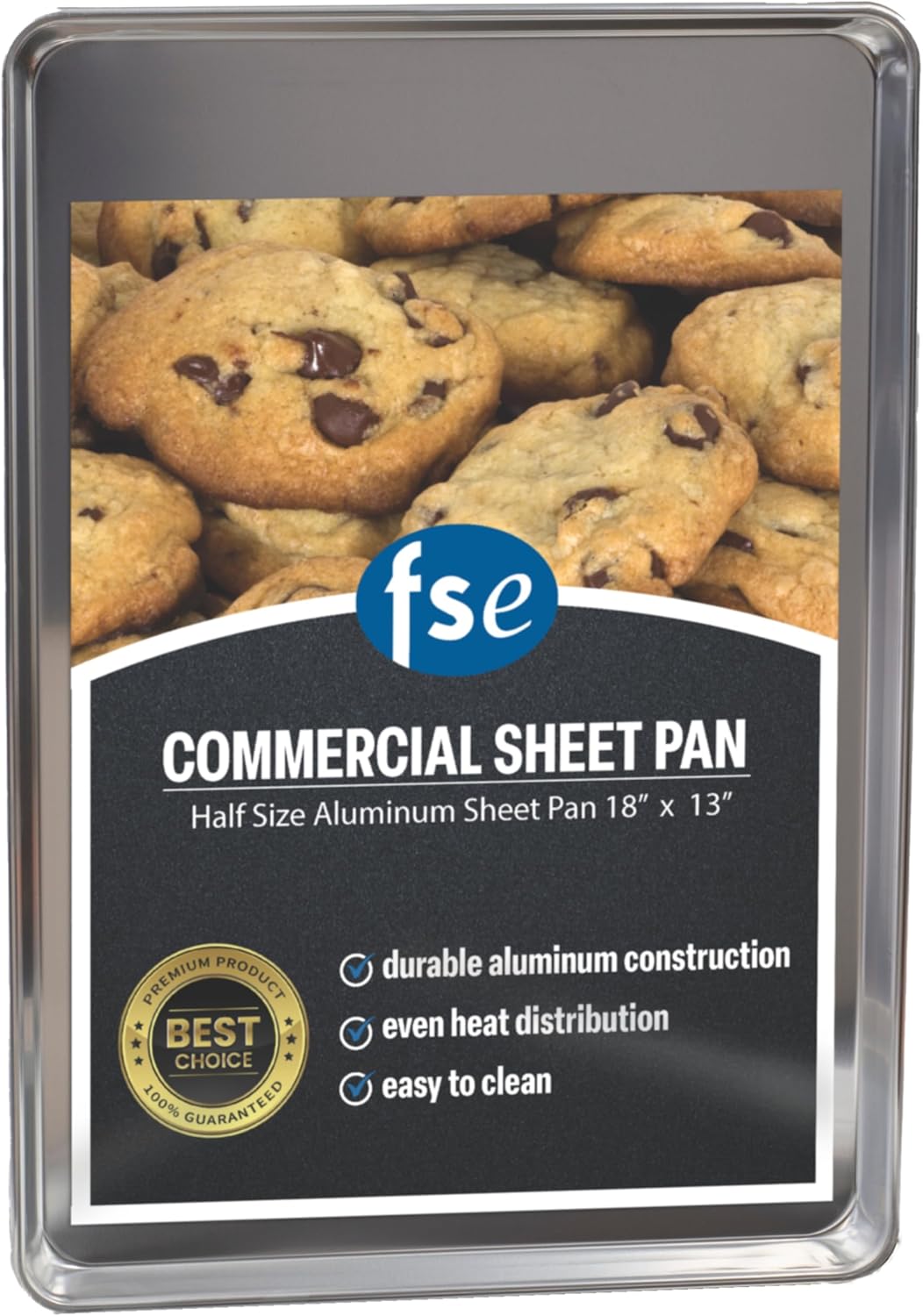 FSE Sheet Pan, Commercial Grade, 20-Gauge Aluminum, Bun Pan, 18" L x 13" W x 1-1/8" H (Half Size)