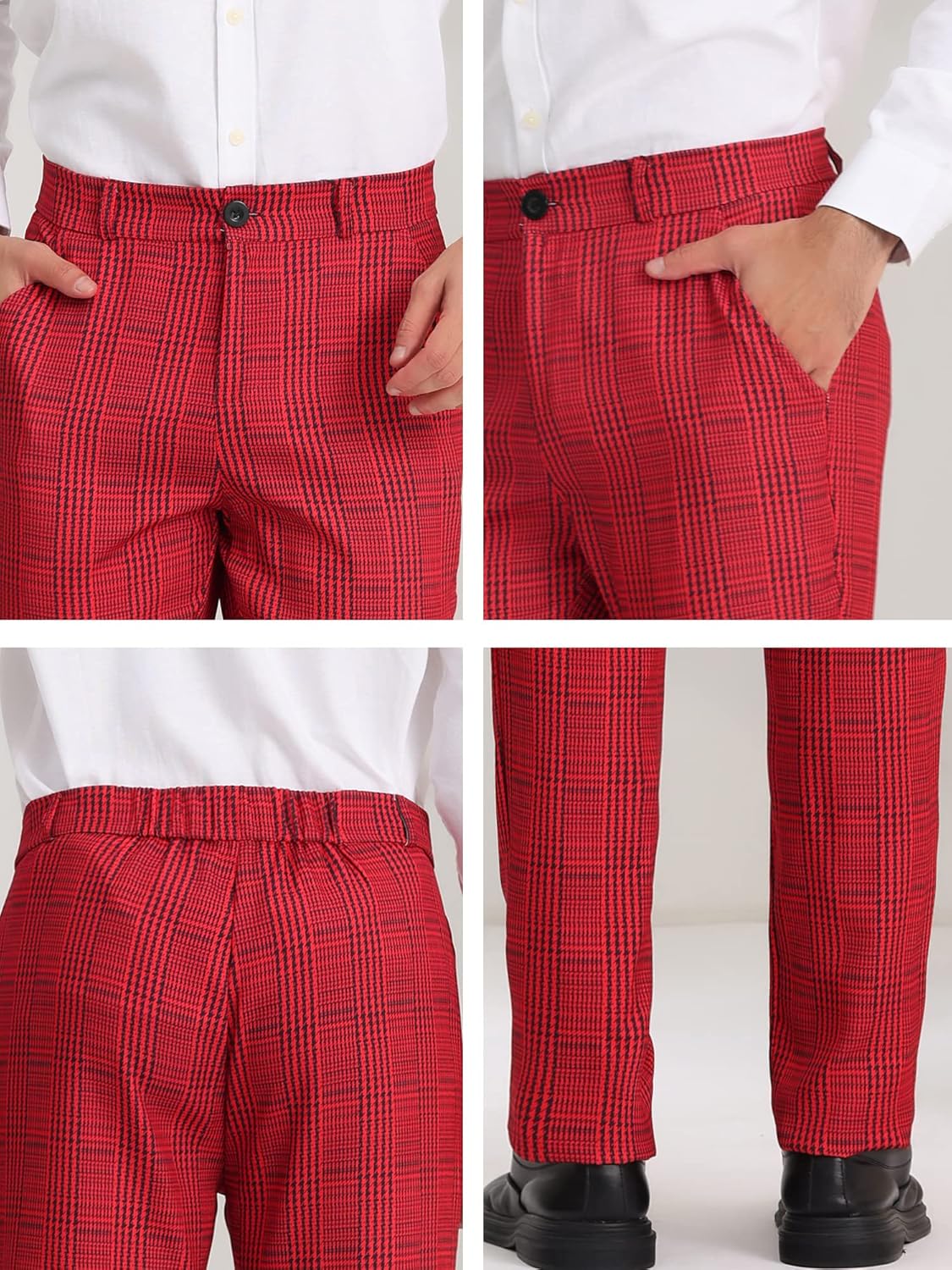 Lars Amadeus Men's Casual Geometric Printed Color Block Flat Front Dress Pants - Image 6