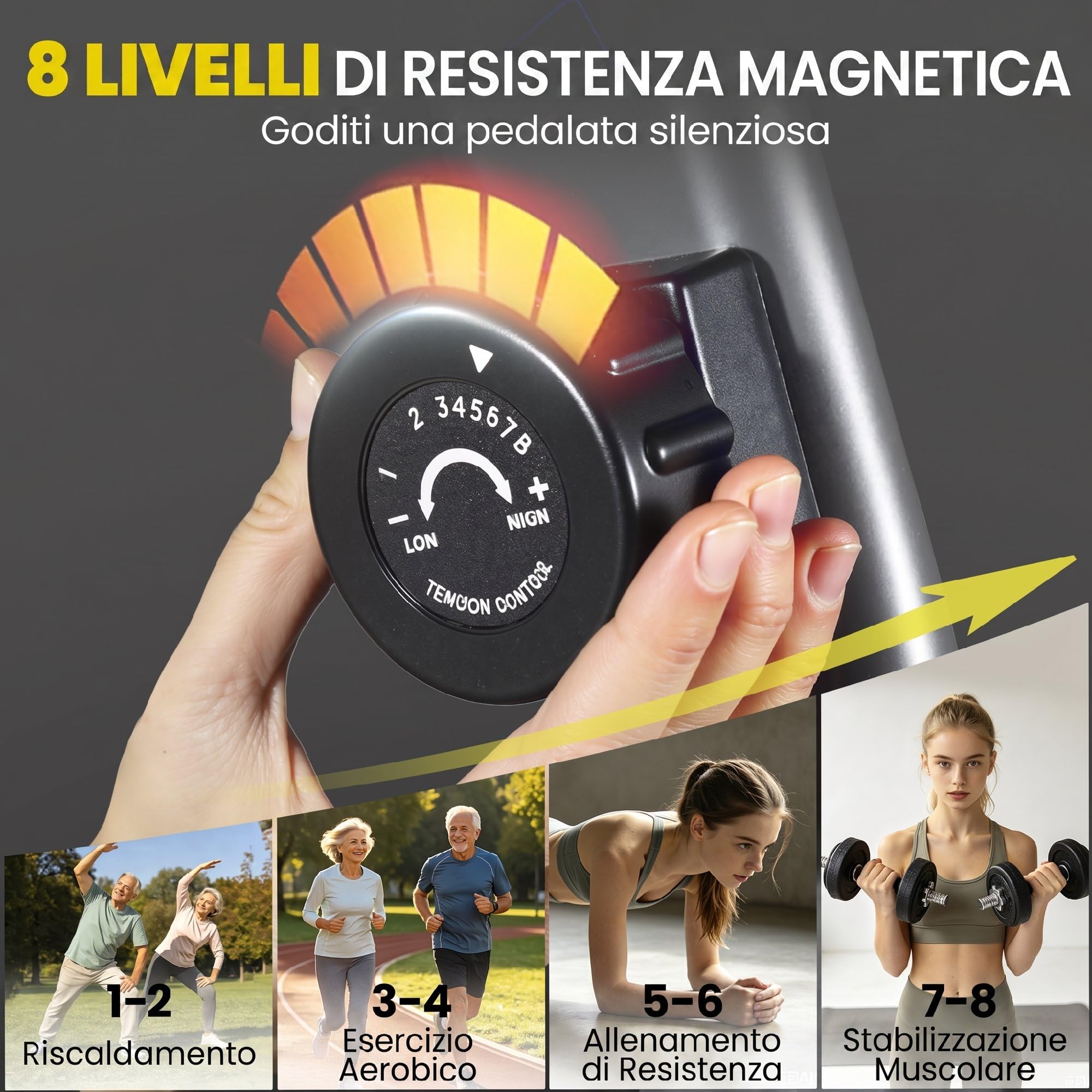 SPORTNOW Cyclette da Casa Orizzontale con Seduta Regolabile per Anziani | 8 Livelli di Resistenza Magnetica, Cyclette Recumbent, Schermo LCD, Sensore di Frequenza Cardiaca, Ruote