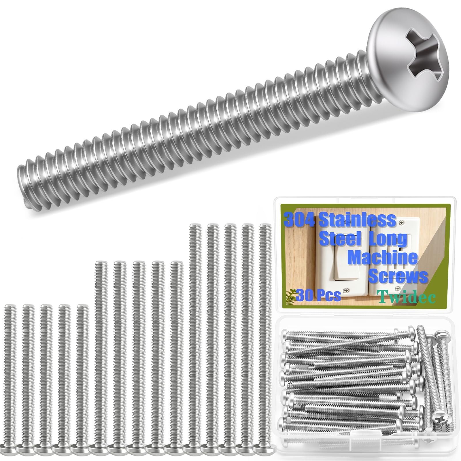 Twidec 102pc Machine Screws - Stainless Steel -9