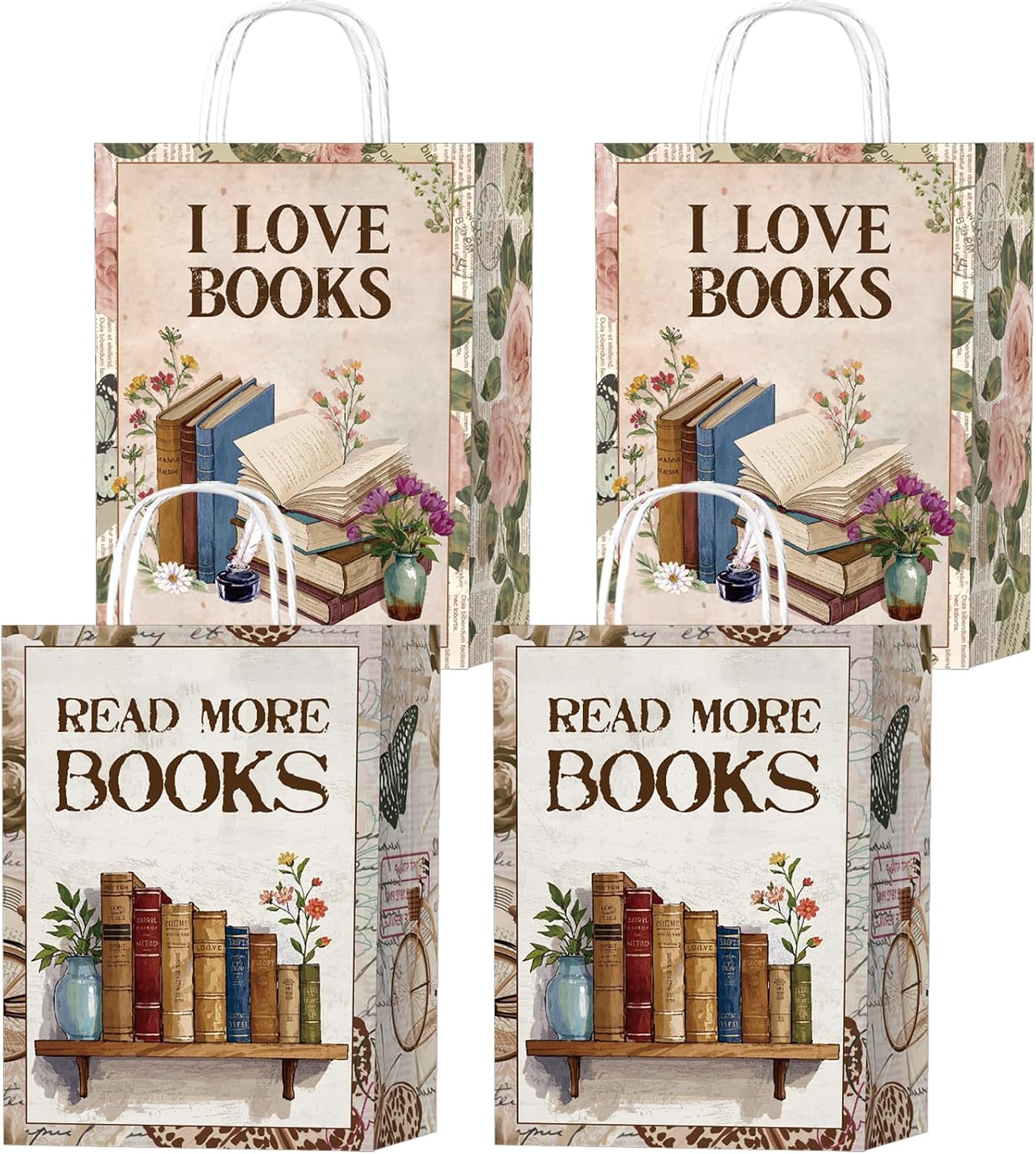 Wxiben 16 Pcs Book Themed Party Favor Bags Book Club Party Decor Supplies