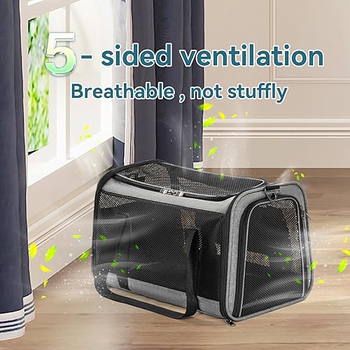 Miniatura 78 de Petsfit Transportador para perros pequeños, ligero, portátil, suave, para gatos grandes y medianos, malla transpirable de 5 lados, a prueba de fugas