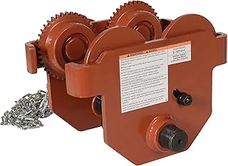 Vestil E-MT-6-C Steel Geared Eye Manual Trolley 6000 Lb. Capacity Orange