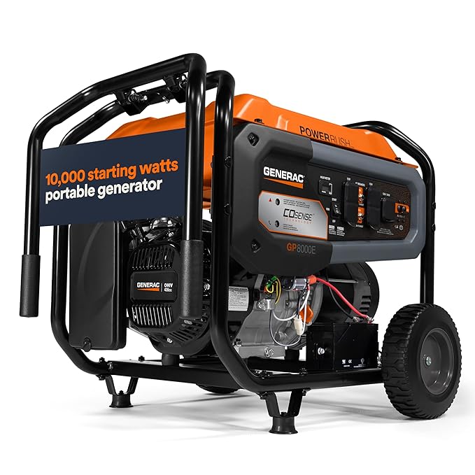 Generac 10,000 Starting Watt Portable Gas Generator - Electric Start