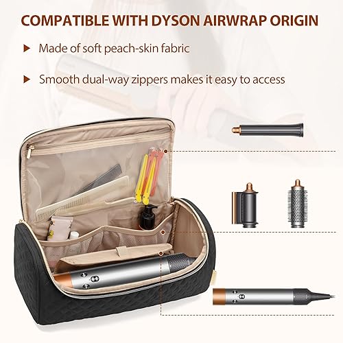 Miniatura 2 de YARWO Estuche de transporte de viaje compatible con alisador de pelo y accesorios, bolsa de almacenamiento portátil para alisador de cabello y