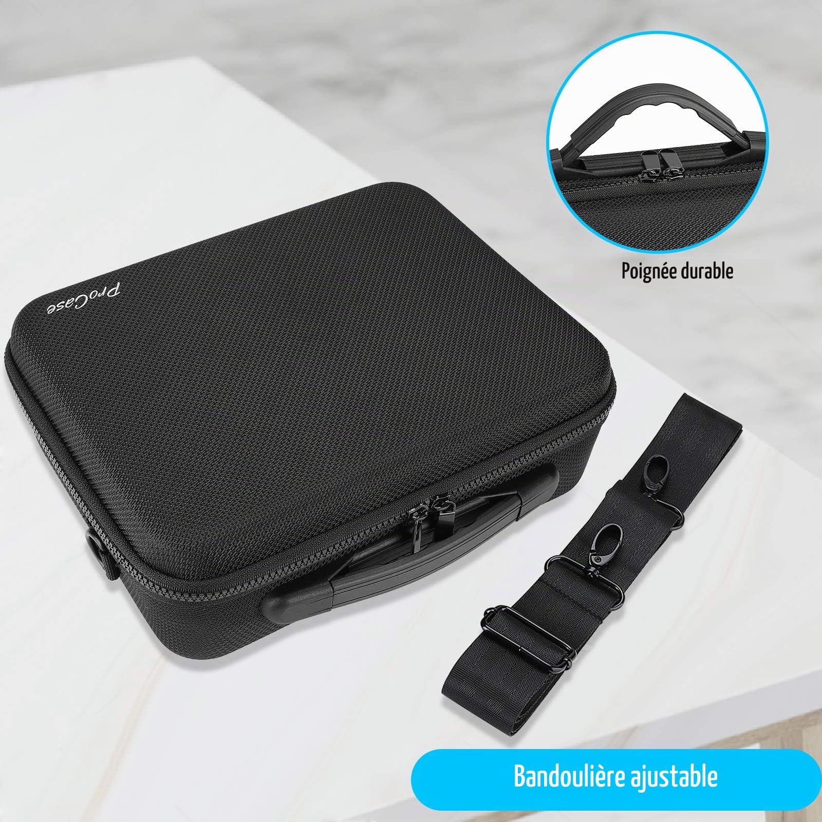 ProCase Étui Sac pour DJI Mini 4K/ Mini 2/ Mini 2 Fly/Mini 2 SE, Housse de Protection Étanche, Drone Sac de Voyage Coquille Dure pour DJI Mini 4K Accessiores -Noir