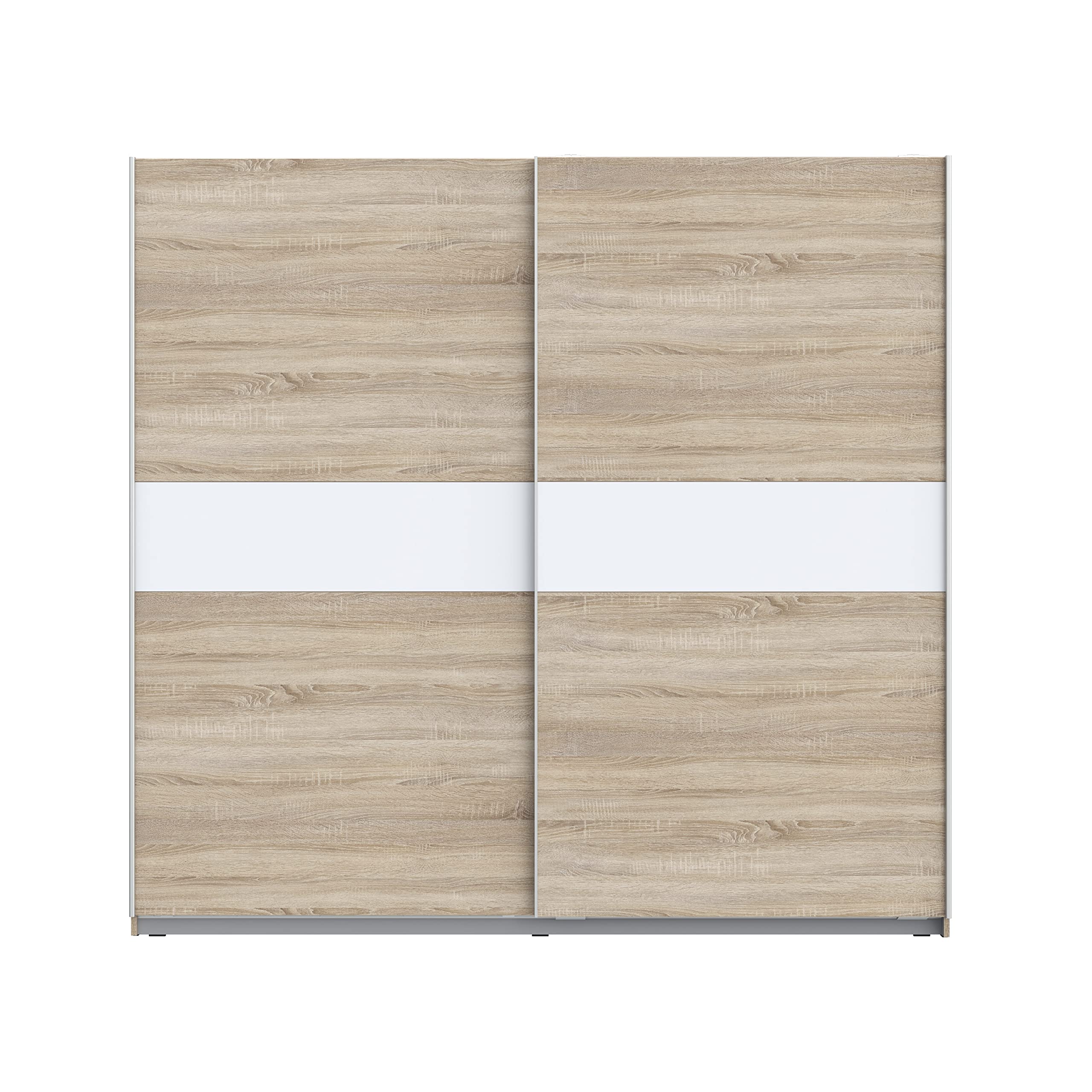 FORTE Winner Plus Armario de puertas correderas, derivado de madera, blanco combinado con roble Sonoma, 220,​1 x 209,​7 x 61,​2 cm