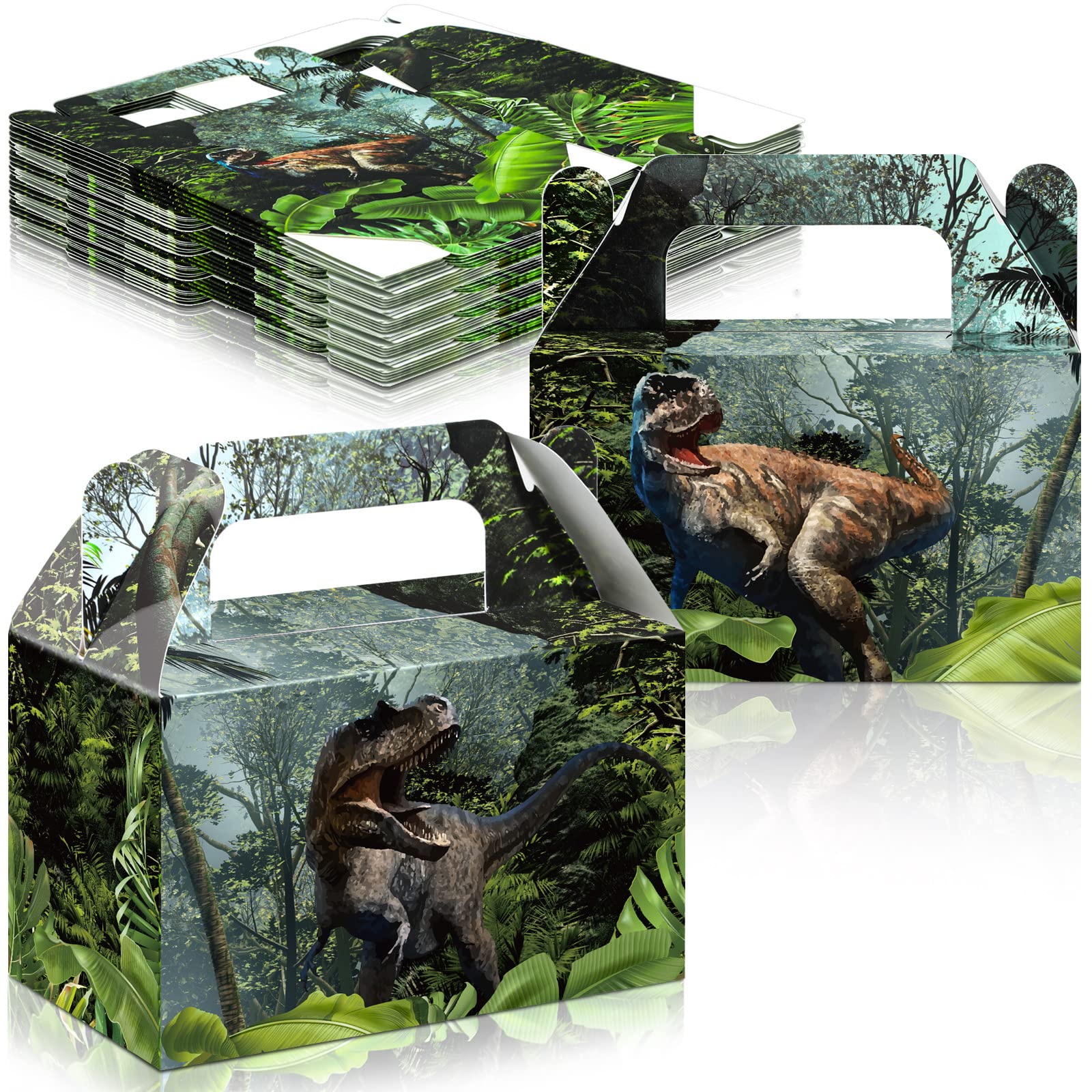 Sinmoe 12 Pcs Dinosaur Goodie Boxes for Dinosaur Birthday Party, Jungle