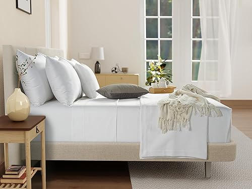 Sábanas 100% de algodón orgánico, 4 piezas, lujosas sábanas de algodón de fibra larga, tejido satinado, sábanas transpirables para cama de tamaño