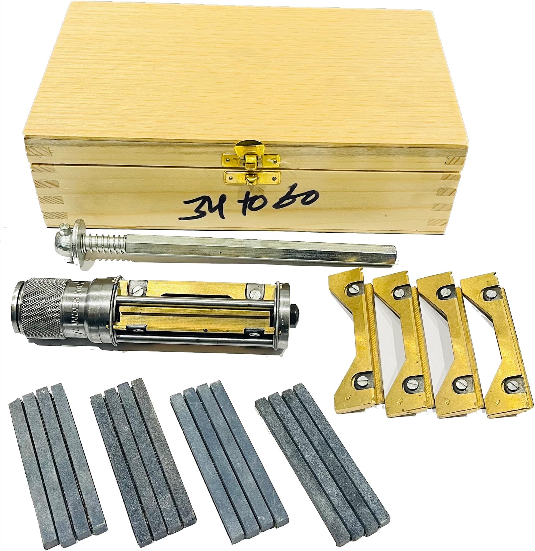 Engine Cylinder Hone Kit 34mm to 60mm with 4 Extra Carriers Adjustable Handheld Honing Machine Tool Kit with 16 Stones Sizes 3" x1/4" x1/4" - Works for Mid-Size to Larger Car Engines