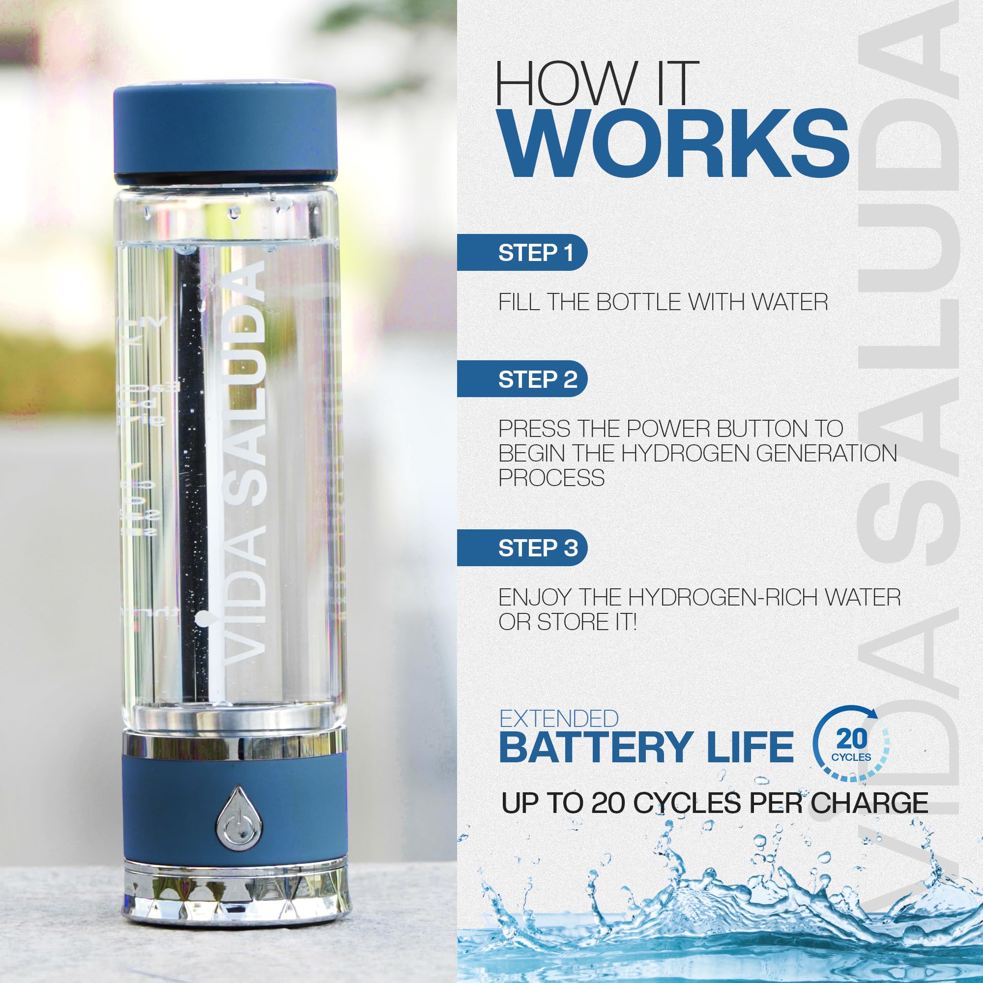 Generador de botellas de agua de hidrógeno, menos de 3 minutos recargable, máquina purificadora de agua de hidrógeno de 500 ml, electrodo de titanio y platino, para casa, oficina, viajes,