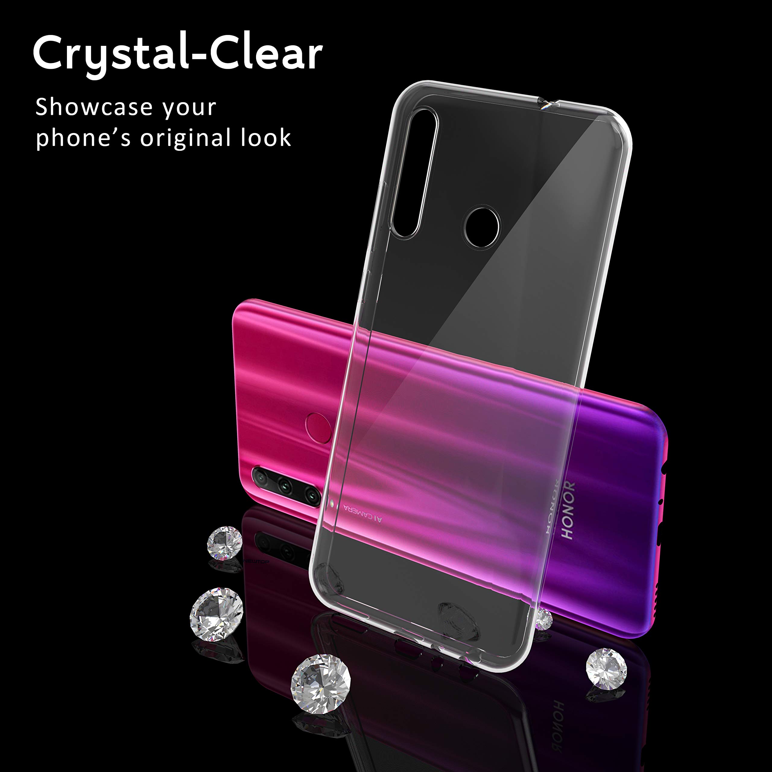 N NEWTOP Cover Trasparente Sottile In Gel TPU Per Huawei Honor 20 Lite – Custodia Morbida Flessibile Chiara