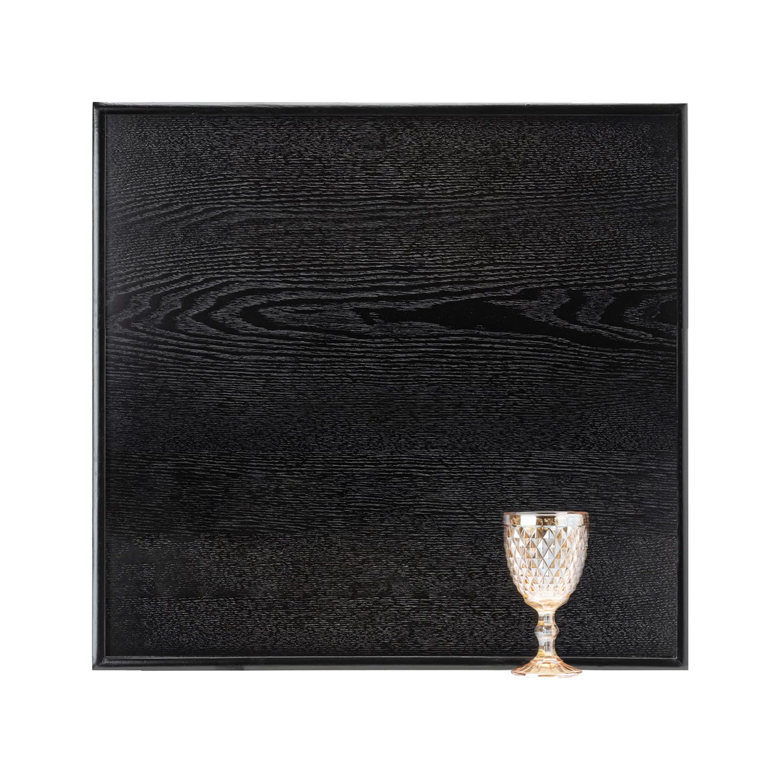 Vassoio da portata quadrato extra large da 50 cm, in legno massello, classico vassoio da tè e caffè, vassoio decorativo in legno nero, vassoio ottomano per servire snack, cucina, feste, bar, bordi
