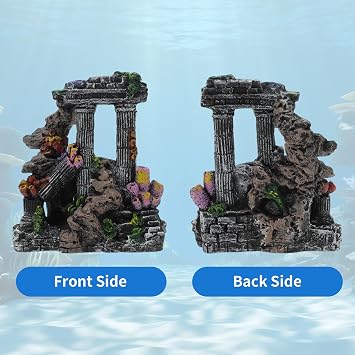 Fish Tank Decorations, Roman Column Decoration, Aquarium Decorations, Enhances Underwater Aesthetic for Fish, Black Gray