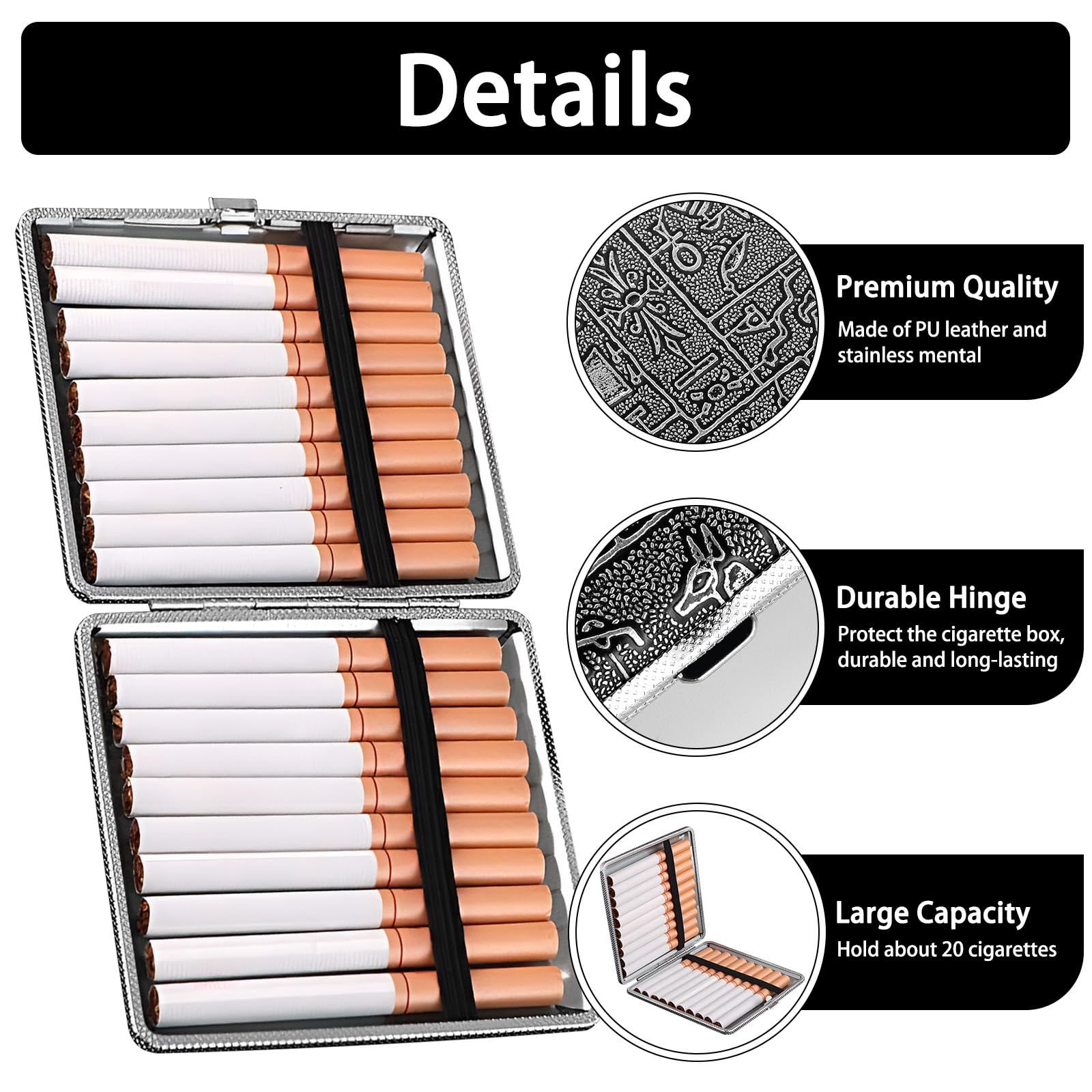 super king size cigarette case Amazon.com: STNRST-IN 5 Pack Cigarette Case King Size 80mm, Stylish Leather  Surface Cigarette Box for Women and Men, Portable Leather Cigarettes Holder  with Solid Magnetic Switch Flip Top Closure, 20 Capacity :
