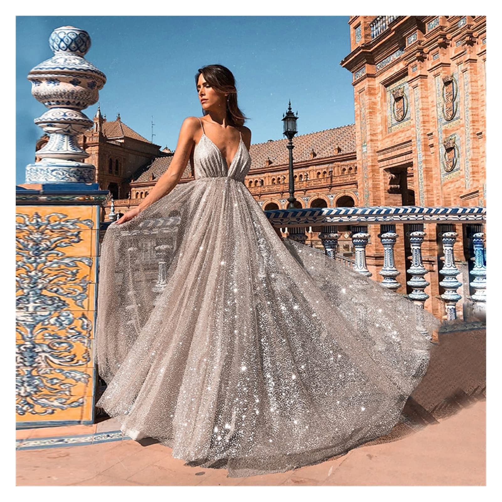 Women's Backless V Neck Fishtail Evening Gown - Vintage Slim Prom Dress For Valentine's Day