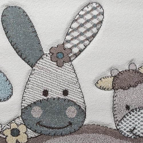 Vista 15 de Paco Home Alfombra infantil Animales Coloridos Jirafa León Mono en Beige, Tamaño: 4'4" Cuadrado Color múltiple