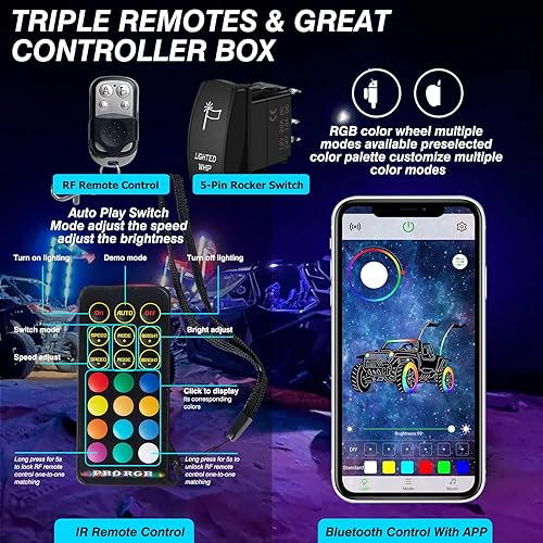 Miniatura 7 de SUZCO 2 luces LED resistentes de 2 pies con IR&RF y aplicación, luz blanca pura 6000K 138LED con girofrenoadvertenciaseñal de marcha atrás, apta