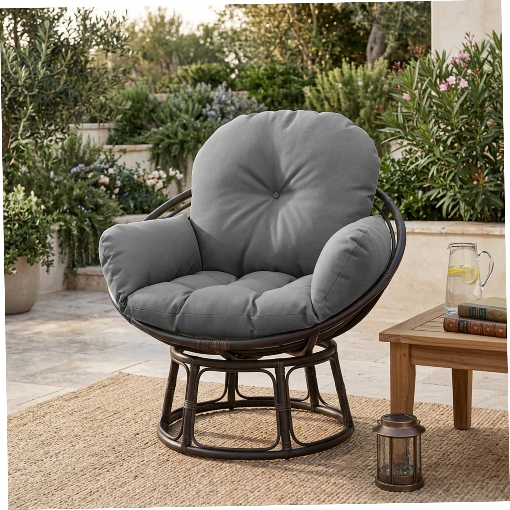 Cuscino per poltrona sospesa di ricambio, imbottito, di grandi dimensioni, per cestino da giardino, per altalena, per uova, grigio scuro
