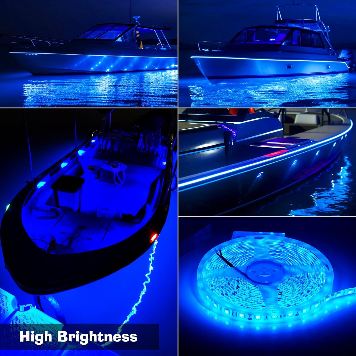 UCINNOVATE LED Boat Light, 32.8FT Marine Waterproof LED Strips, Boat Interior Light, Accent Light, Courtesy Interior Lights, Luminous Tubes, Fishing Night for Pontoon Fishing Yacht Kayak (12V, Blue)