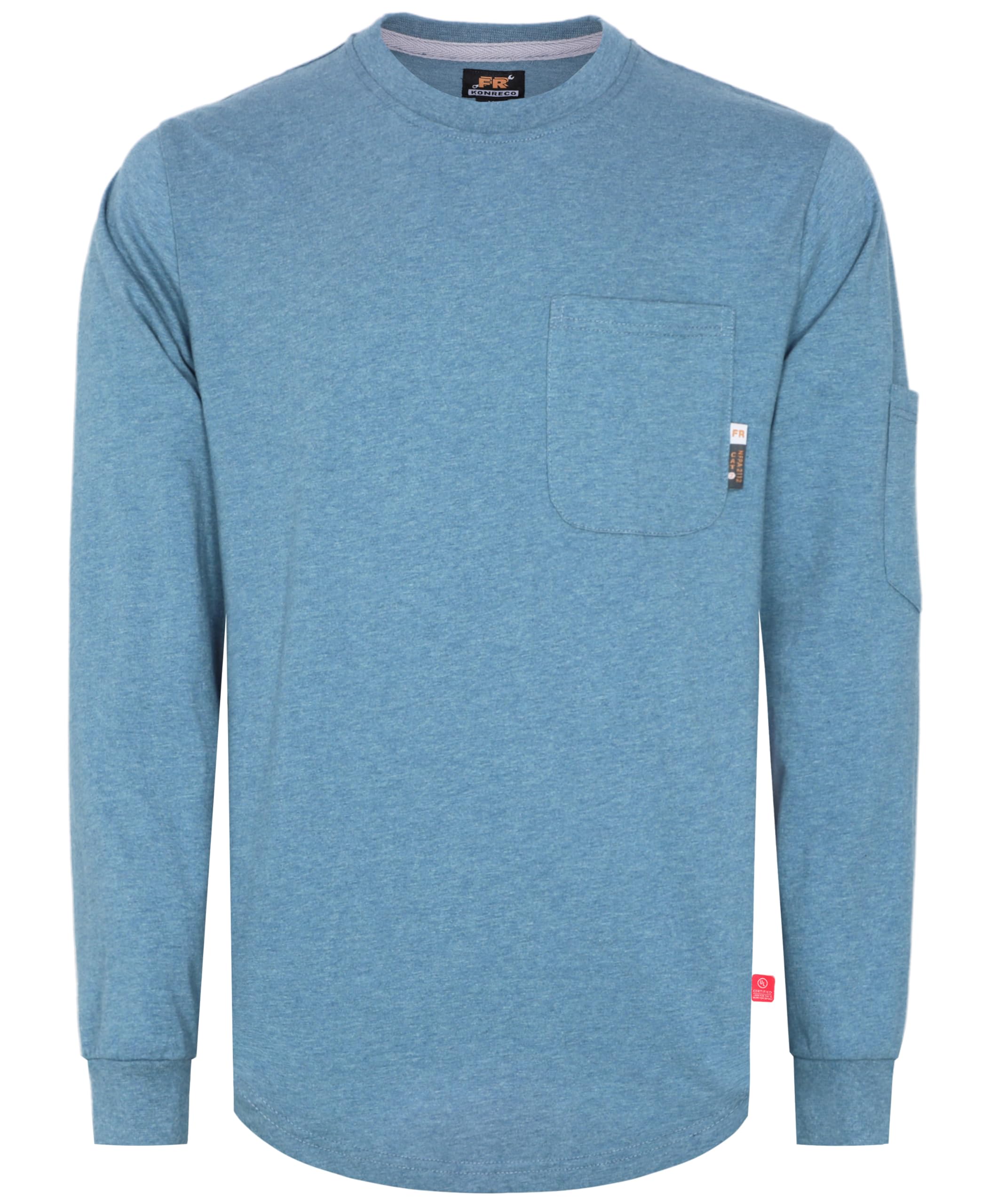 KONRECO FR Shirts for Men Crewneck 6oz Jersey Lightweight Flame Resistant Work T Shirt NFPA2112 CAT2