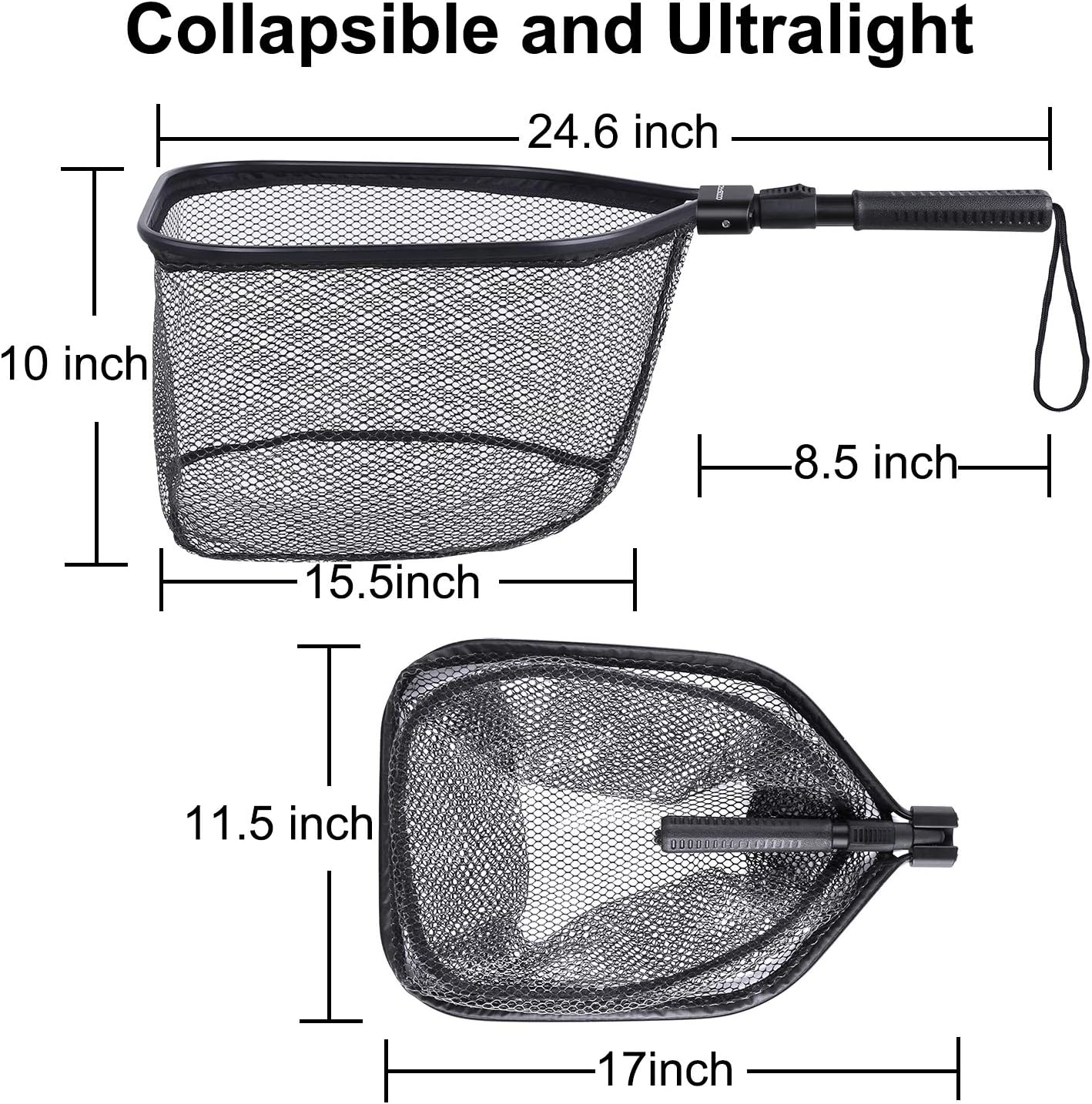 ODDSPRO Fly Fishing Landing Net, Bass Trout Net, Catch and Release Ruber Coating Net - Foldable Fishing Nets Freshwater : Sports & Outdoors