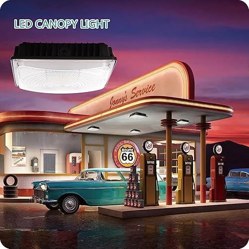 Miniatura 4 de Luz LED para toldo de 45 W, AC100-277 V, 5400 lúmenes, 5000 K, certificación ETL y DLC, luz LED impermeable IP65, luces LED cuadradas para exteriores