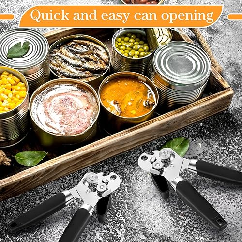 Miniatura 6 de Gisafai Abrelatas manual de 6 piezas, abrelatas de mano con borde liso, agarre suave, abridor de tapas de mano resistente, perilla de fácil giro, a