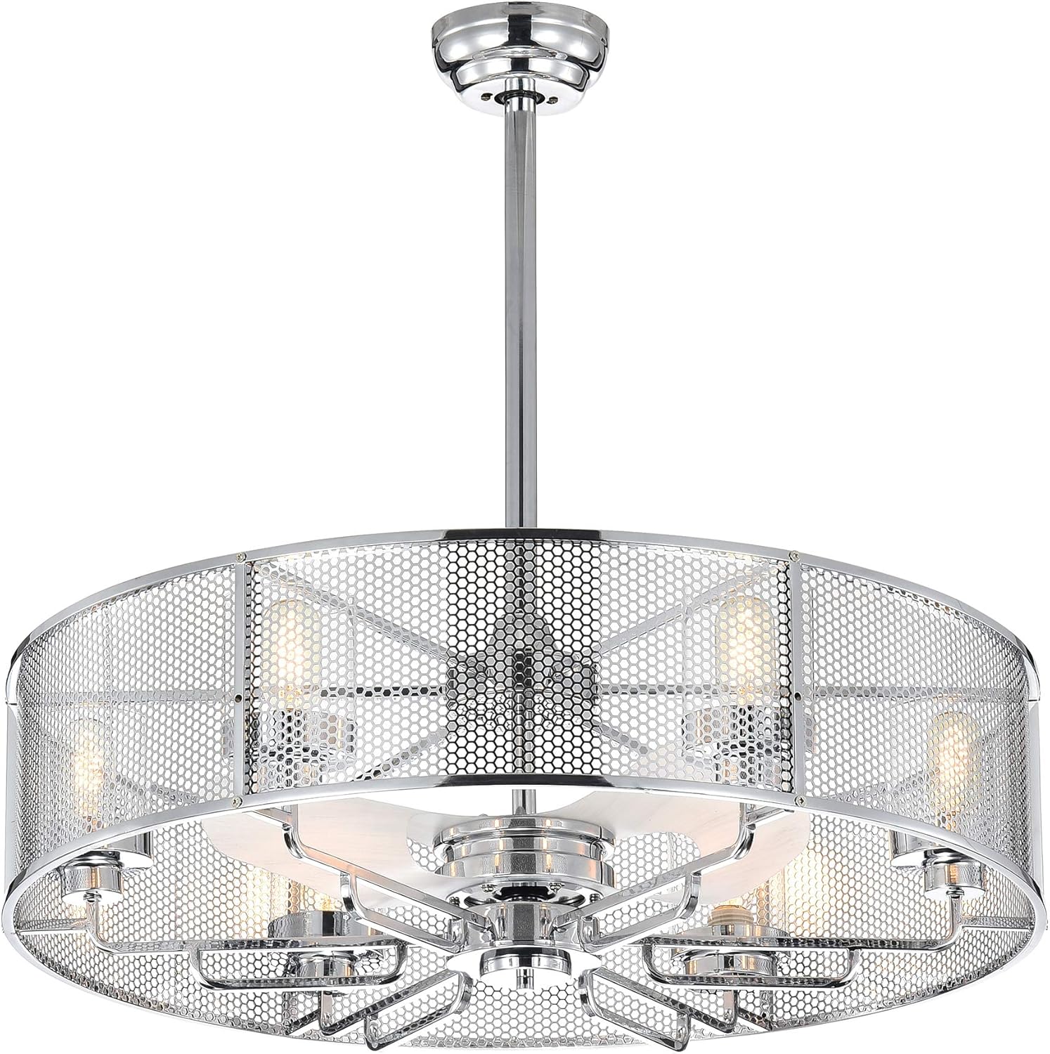 Warehouse of Tiffany Shilroe Chrome 32-Inch 6-Light Fandelier Lighted Ceiling Fan with Remote Control, One Size