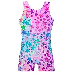 TENVDA Leotards for Girls Gymnastics Kids Children Biketard With Shorts Sparkly Unicorn Dance Unitards（Multiple Colors）