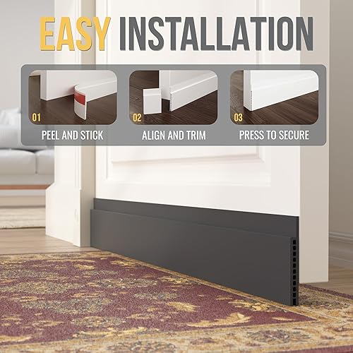 Miniatura 6 de Tope de puerta para grandes huecos, 3 pulgadas de ancho x 39 pulgadas de largo, sello ajustable ampliado debajo de la puerta para puertas exteriores